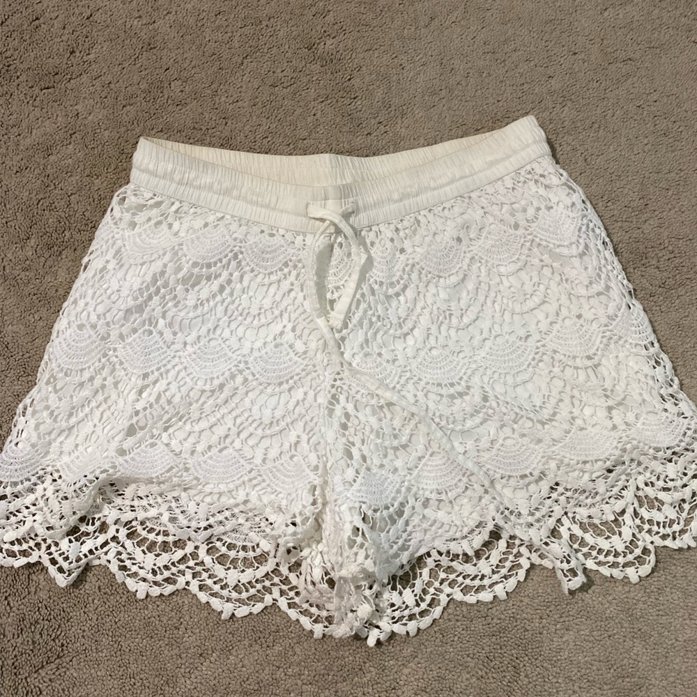 White Patterned Shorts
